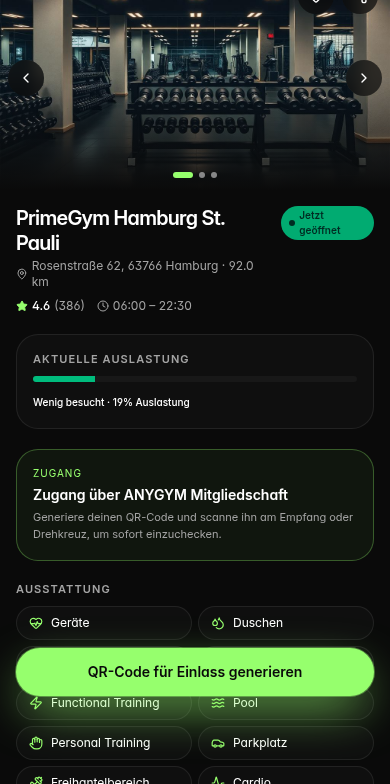 ANYGYM App – Studio-Details